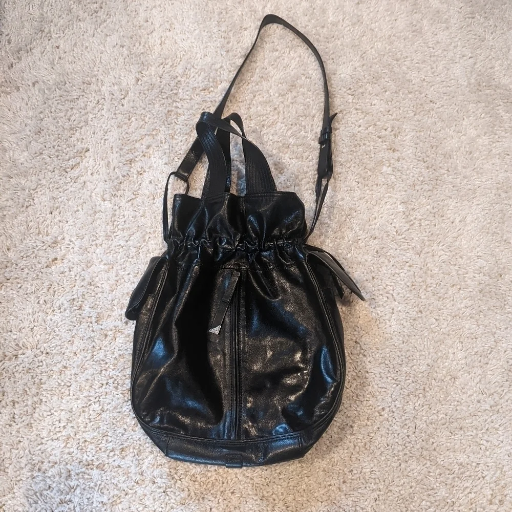 Francesco Biasia Black Leather Purse Hobo Bag Tote